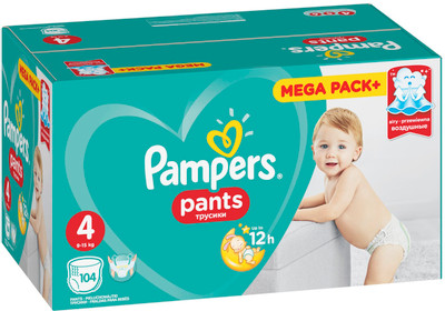 Подгузники-трусики Pampers Pants Maxi Mega для мальчиков и девочек р.4 9-15кг, 104шт