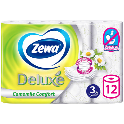 Бумага туалетная Zewa Deluxe 12шт Camomile Comfort 3 слоя