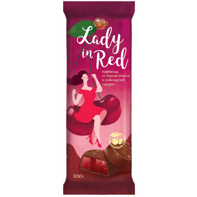 Мармелад ЙКФ Lady in Red со вкусом вишни в шоколадной глазури, 100г