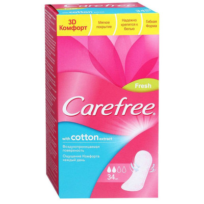 Салфетки Carefree Cotton Fresh Экстракт хлопка ежедневные, 34шт