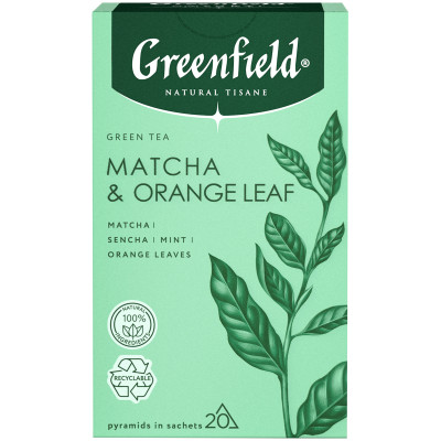 Чай Greenfield Natural Tisane Matcha&Orange Leaf зелёный, 20х1.8г