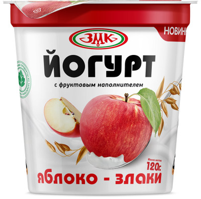 Йогурт фруктовый Очень Важная Корова с наполнителем яблоко-злаки 2.2%, 120г