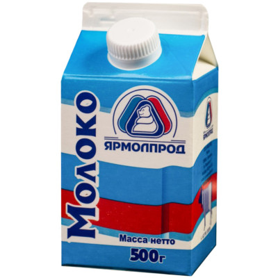 Молоко Ярмолпрод Российское питьевое пастеризованное 3.2%, 500мл