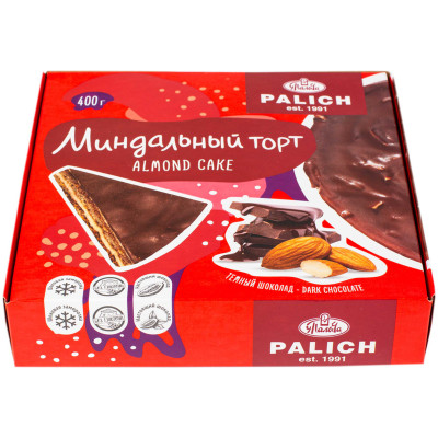 Торт У Палыча с миндалем и темным шоколадом замороженный, 400г