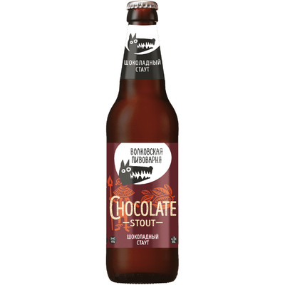 Напиток пивной Волковская Пивоварня Chocolate Stout тёмный нефильтрованный 6,5%, 450мл