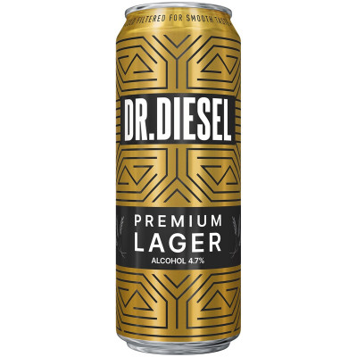 Пиво Dr. Diesel светлое фильтрованное 4.7%, 430мл