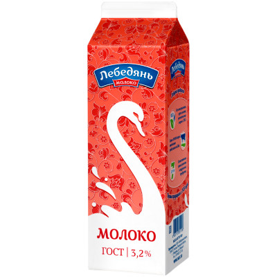Молоко Лебедяньмолоко пастеризованное 3.2%, 900мл