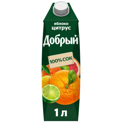 Сок Добрый яблоко-апельсин-мандарин-лимон-лайм, 1л