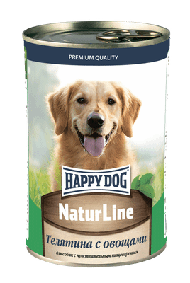 Корм Happy Dog Natur Line Телятина с овощами для собак, 410г