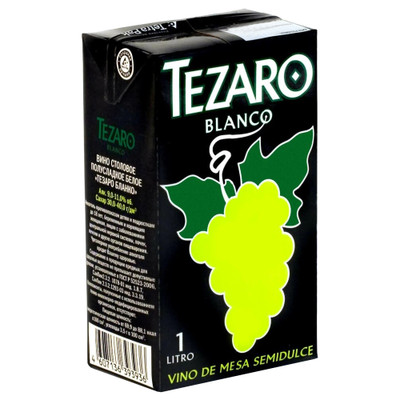 Вино Tezaro Blanco полусладкое 9-11%, 1л