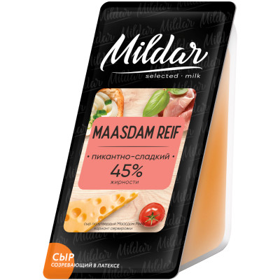 Сыр Mildar Маасдам Рейф полутвердый 45%, 220г