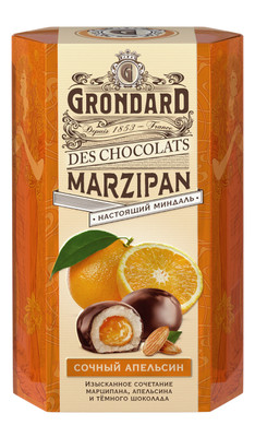 Конфеты Grondard Марципан с апельсином глазированные, 140г