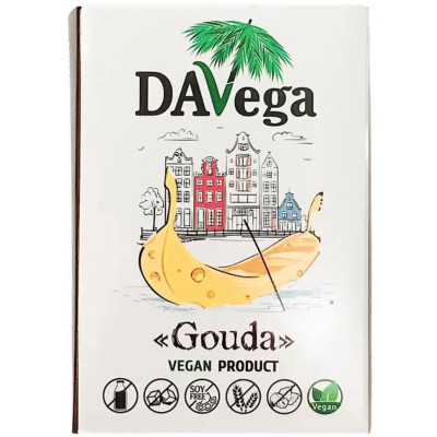 Продукт Davega веганский на основе кокосового масла с ароматом сыра Гауда, 200г
