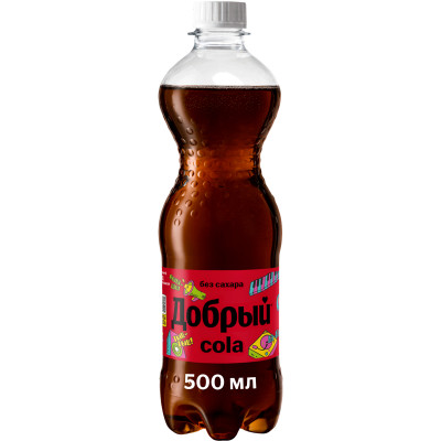 Напиток безалкогольный  Добрый Кола без сахара сильногазированный, 500мл