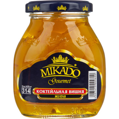 Вишня коктейльная Mikado жёлтая в сиропе, 255г