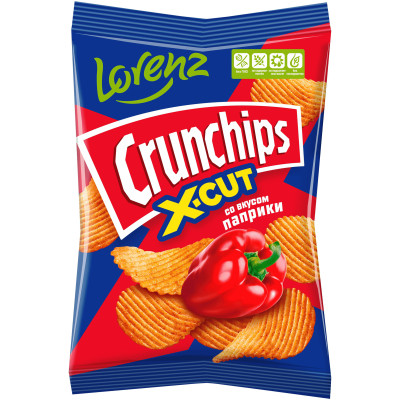 Чипсы Crunchips X-Cut картофельные рифленые со вкусом паприки, 70г