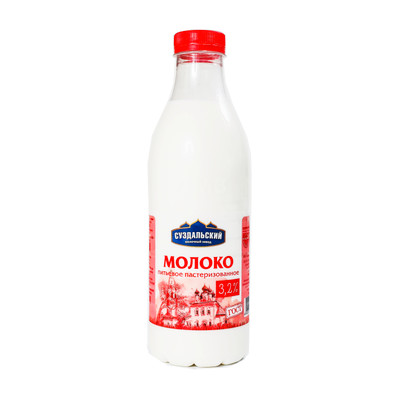 Молоко Суздальский молочный завод питьевое пастеризованное 3.2%, 930мл