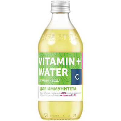 Напиток безалкогольный Сенежская Vitamin+ Water Иммуно Лемонграсс и лимон с витаминами C и D3, 330мл