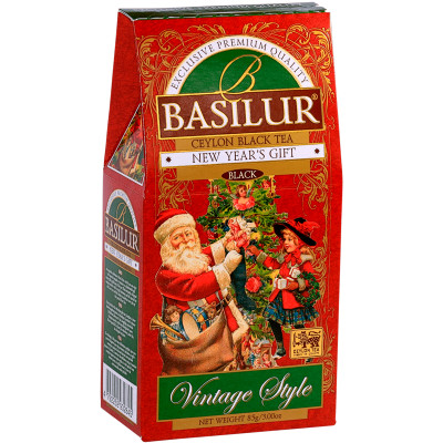 Чай Basilur Винтаж Новогодний подарок чёрный байховый с добавками ароматизированный листовой, 85г