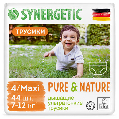 Подгузники-трусики Synergetic Pure&Nature детские дышащие ультратонкие 4/MAXI, 44шт