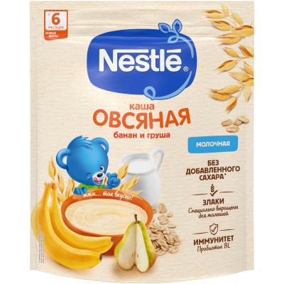 Каша Nestlé молочная овсяная груша-банан с бифидобактериями BL с 6 месяцев, 200г