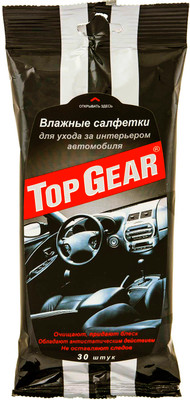 Салфетки влажные Top Gear для ухода за интерьером автомобиля, 30шт