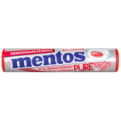 Жевательная резинка Mentos Pure White Клубника, 15.5г