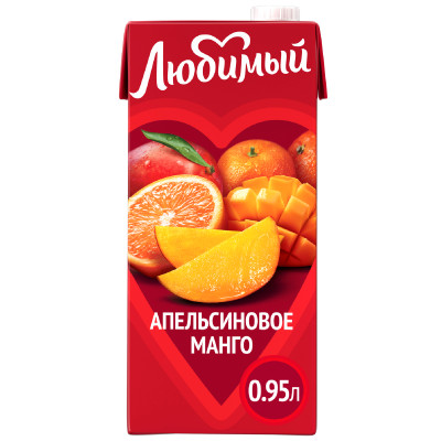 Напиток сокосодержащий Любимый Апельсиновое манго, 950мл