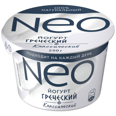 Йогурт Neo греческий классический 2%, 230г