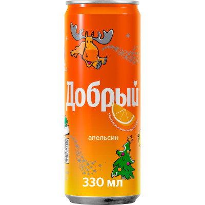 Напиток безалкогольный Добрый Апельсин сильногазированный, 330мл