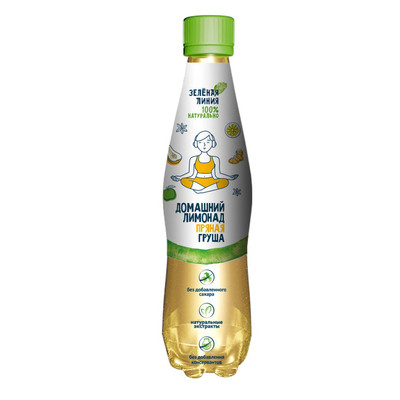 Напиток Домашний лимонад Пряная груша сокосодержащий газированный Зелёная Линия, 400мл