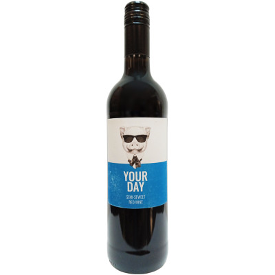 Вино ординарное Your Day красное полусладкое 10.5%, 750мл