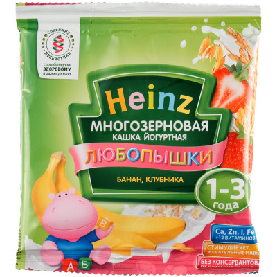 Каша многозерновая Heinz фруктово-йогуртная банан-клубника, 30г