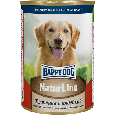 Корм Happy Dog Natur Line телятина с индейкой влажный для собак, 400г