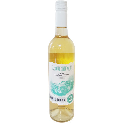 Вино безалкогольное Casa Petru Шардоне белое полусладкое 0.5%, 750мл