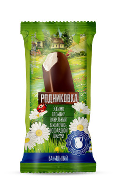 Эскимо Родникова пломбир ванильное в молочно-шоколадной глазури 16%, 80г