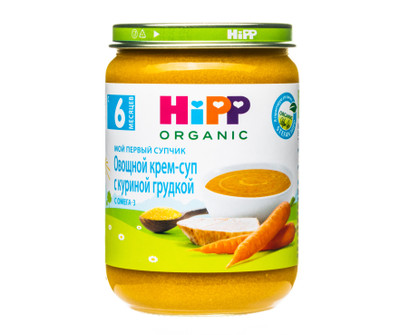 Крем-суп HiPP овощной крем-суп с куриной грудкой с 6 месяцев, 190г