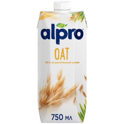 Напиток овсяный Alpro Oat обогащённый кальцием и с пищевыми волокнами ультрапастеризованный, 750мл