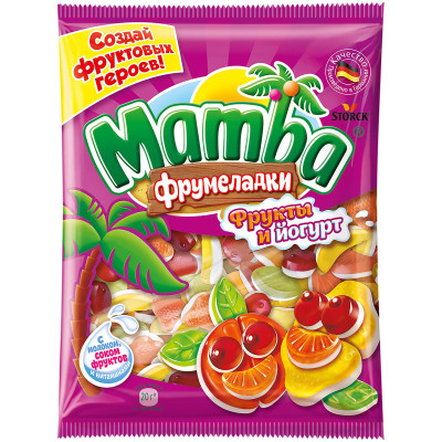 Мармелад Mamba жевательный Фрумеладки фруктовый йогурт, 140г