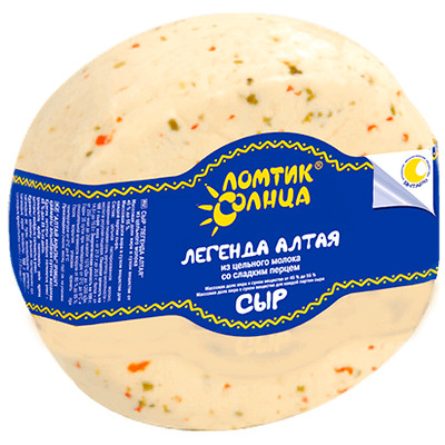 Сыр мягкий Ломтик солнца Легенда Алтая со сладким перцем 50%