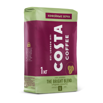 Кофе Costa Coffee Bright Blend Средняя обжарка, в зернах, 1кг