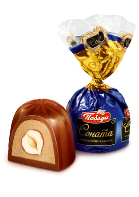 Конфеты Победа Вкуса Соната шоколадные с лесным орехом и ореховым кремом