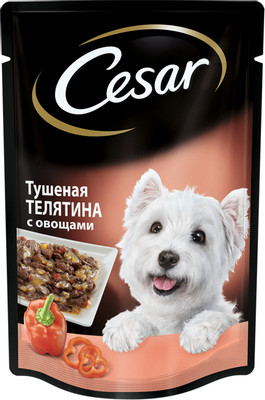 Корм Cesar тушёная телятина с овощами для собак, 100г