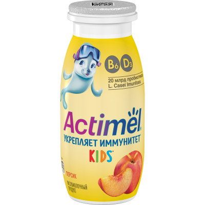 Напиток кисломолочный Actimel детский персик 2.5%, 100мл