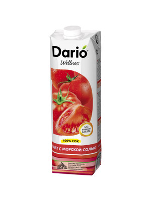 Сок Dario Wellness томатный с морской солью с мякотью, 950мл