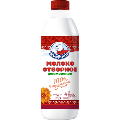 Молоко Белый Медведь Фермерское отборное питьевое пастеризованное 3.2-6%, 900мл