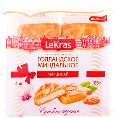 Печенье Lekras Голландское миндальное марципай сдобное, 185г