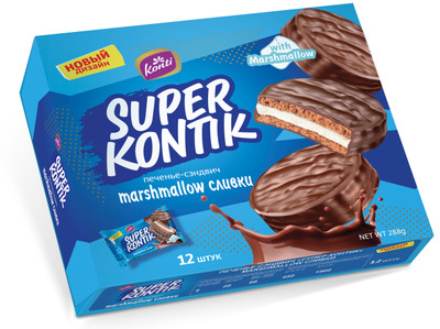 Печенье-сэндвич Konti Супер-Контик marshmallow сливки, 288г