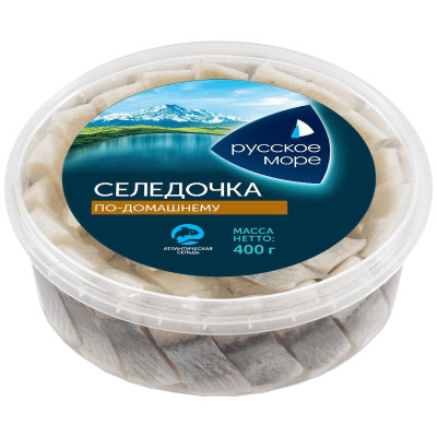 Селёдочка Русское Море По-домашнему филе-кусочки слабосолёные в масле, 400г
