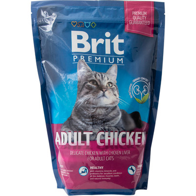 Корм сухой Brit Premium Cat Adult с курицей для кошек, 800г